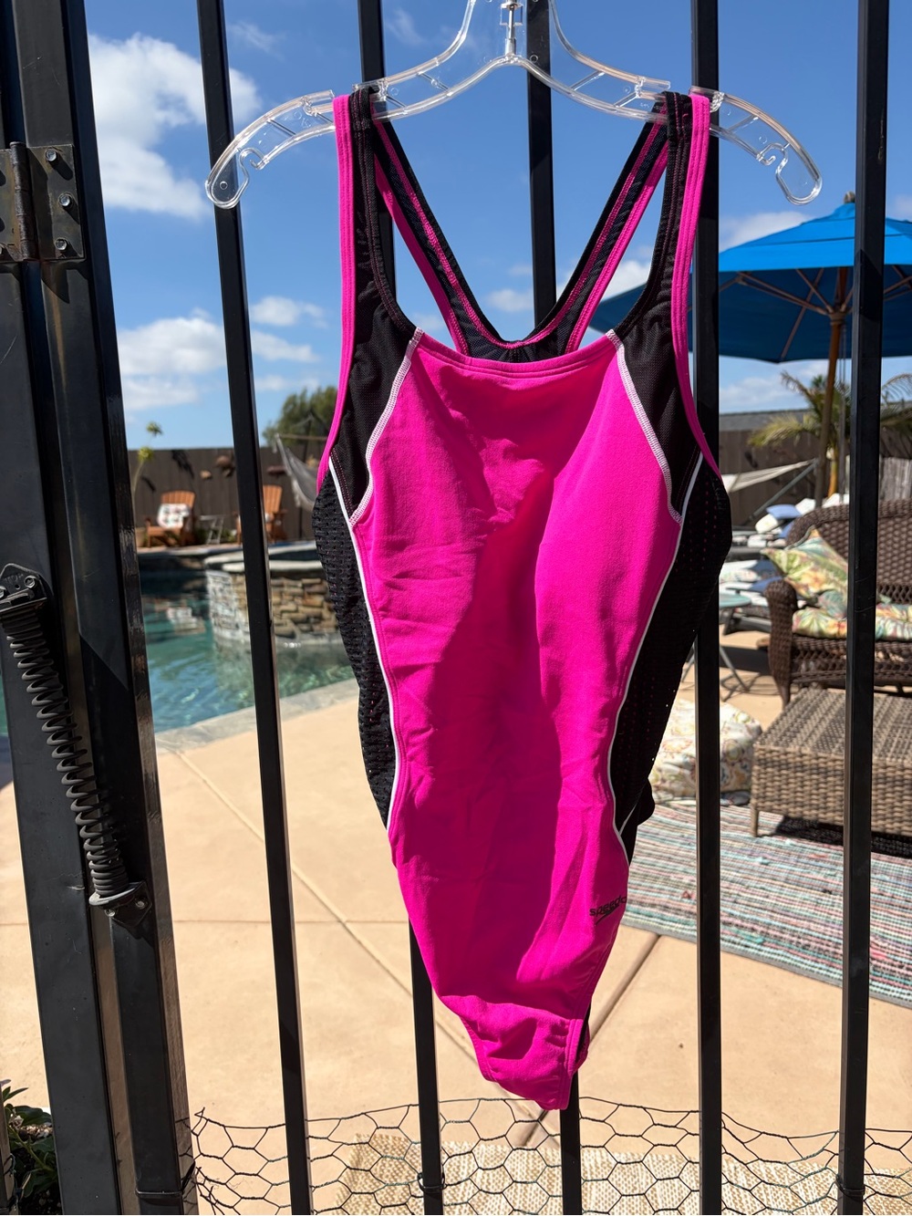 Speedo Women’s Pink and Black One-Piece Swimsuit